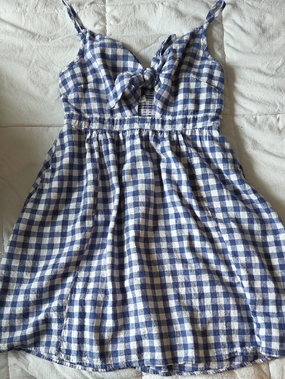Old Navy Blue and White Gingham Tie-Front Sundress